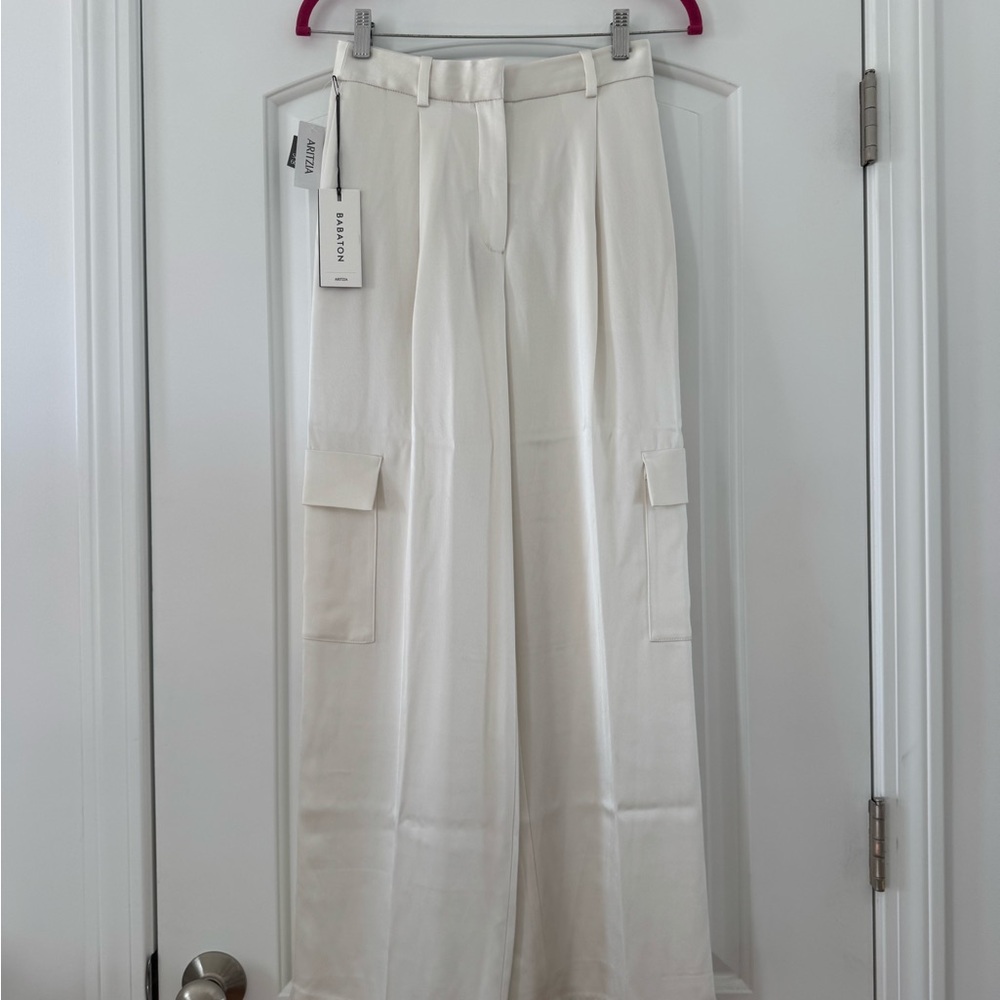 Aritzia Cream Wide-Leg Pants with Tailored Elegance
